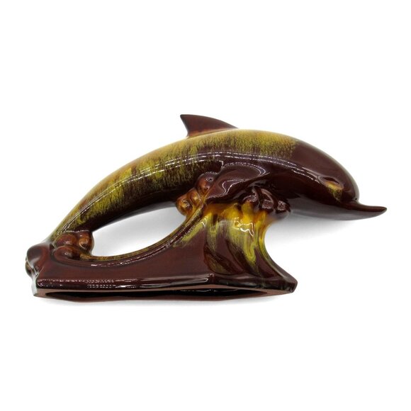Blue Mountain Pottery DOLPHIN in Brown And Yellow Glaze Canada Vintage 16" - Picture 12 of 12